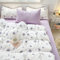 Lanqinglv Bettwäsche 135x200 4teilig Lila Lavendel mit Weiß Bettwäsche Blumen aus Microfaser,ÖKO-TEX Bettwäsche Set Violett - 2 Bettbezug mit Reißverschluss und 2 Kissenbezug 80x80 cm