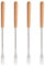MAGICLULU 4 Stück Dreizahn mit Holzgriff Käsewickler Gabeln Besteck Käsekuchen Grillen Mini-Obstgabel pralinen gabeln grillgabel Barbecue-Käsekorken Marshmallow- Rostfreier Stahl