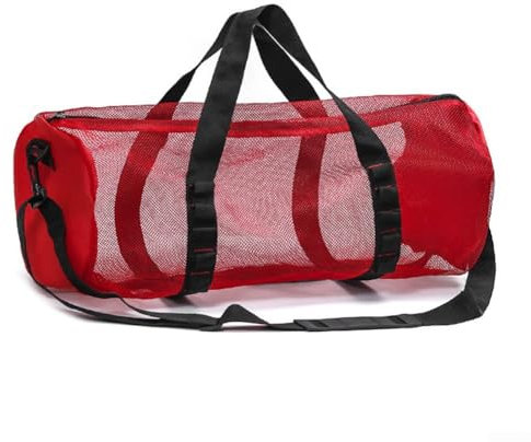Vilgftyiet Netz-Tauchtasche, extra groß, Netz-Reisetasche für Tauch- und Schnorchelausrüstung, Trockentasche für Maske, Flossen, Schnorchel, Rot