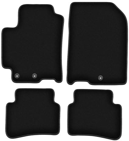 Wielganizator Velours Fußmatten passend für Kia Stonic (2017-) | Qualität: Basic - Genaue Passform, rutschfeste Untregrund 4-teilig - Schwarz