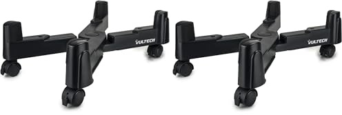 VulTech CP-03 Carrello Porta PC in ABS, Supporto PC regolabile basso a croce, 5 Ruote con freno, fino a 20kg di peso, Colore Nero (Confezione da 2)