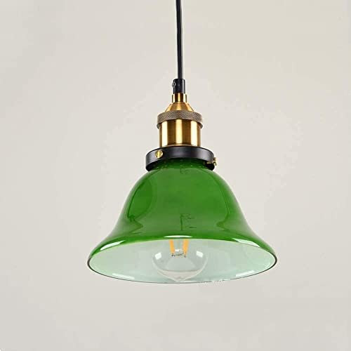 LAUMZX Suspension en verre vert, style industriel vintage, luminaire suspendu d'intérieur en verre vert émeraude, luminaire décoratif en laiton pour îlot de cuisine