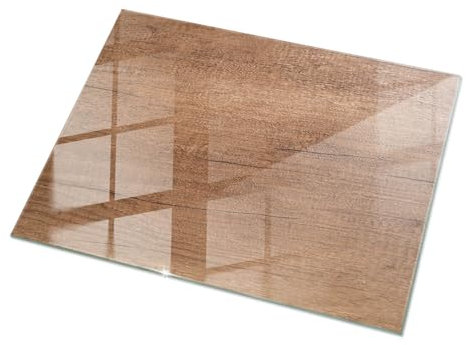 Plaque de Table en Verre 120x80 cm Decoratif pour Le Salon, la Cuisine et la Salle à Manger Verre Trempé Surface Lisse Décor Élégant - Motif Bois Classique