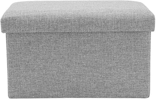 Ottoman Storage Box Foldable Seat Footstool with Box Bedroom Decorative Footstool Seat Toy Box