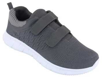 Pegasus Men's Wide Fit Touch Fasten Trainer, Breathable Mesh Design Shoe Grey 11