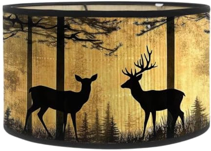 Fzaqwen E27 Lampenschirm Home Decor Design Büro Dekorative Lampenabdeckung Bedruckter Hirsch Lampenschirm für Stehlampen Pendelleuchten, Style C