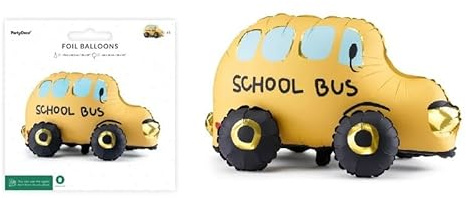 School Bus Foil Balloon - Standing, 3D by Funny Balloons Miami LLC