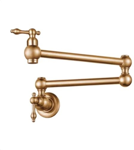 Grifo de latón antiguo para rellenar ollas de cocina, montado en la pared, doble mango, grifo plegable de un solo agujero para un uso fácil, elegante y funcional