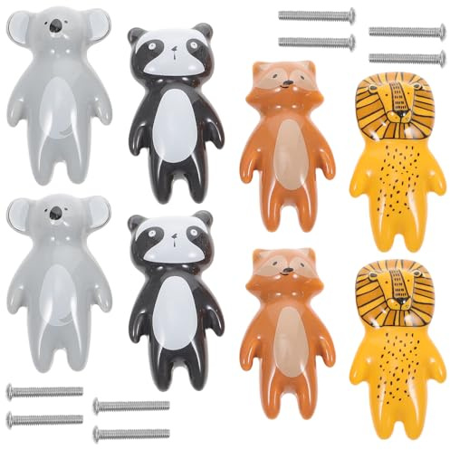 SHINEOFI 8 Stück Teiliges Tier möbelknöpfe aus Keramik Cartoon Schrank Kommodengriffe Einfache Montage Kindgerechte Schranktürgriffe für Kinderzimmer Verschönern Kleiderschränke und