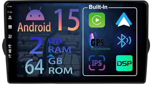 [2+64GB] 9 Android 15 Autoradio per FIAT EGEA Tipo 2015-2018 Radio Carplay Stereo Wireless Mit Car Play GPS Auto Navi Bildschirm Bluetooth Navigation Player Touchscreen FM SWC RDS