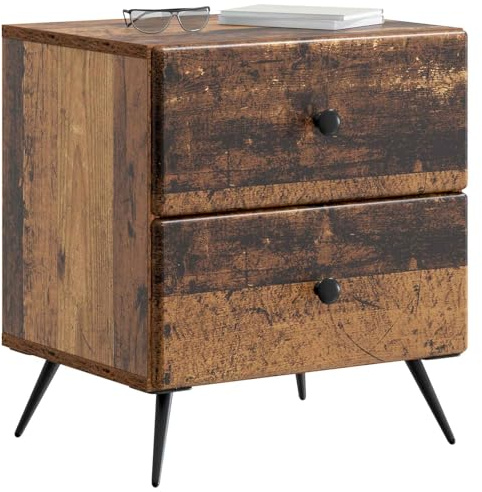 vidaXL Nachttisch Altholz 43 x 34,5 x 47,5 cm Holzwerkstoff, Geräumiger Nachttisch, rechteckiger Beistelltisch, modernes Schlafzimmermöbel, praktische Ablageflächen, Akzente im Raum