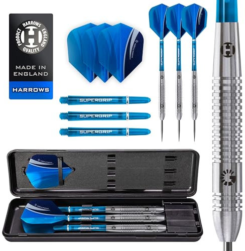 Harrows GENESIS Tungsten Steel Tip Darts 21g 22g 23g 24g 25g 26g High Traction Grip, Supergrip Shafts, Marathon Flights (23 g)