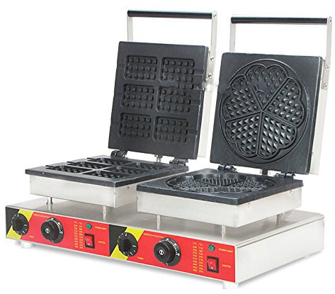 CGOLDENWALL NP-567 Commercial Waffle Making Machine 2 in 1 Waffle Iron Maker Non-stick Waffle Toaster Double-headed Waffle Baker Electric Belgian Waffle Stove (220V)