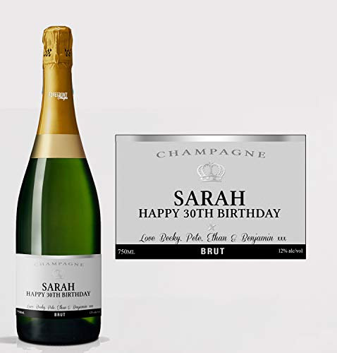 forefrontdesigns Personalised Champagne Bottle Label - Custom Champagne Label Bottle Sticker, Perfect for Weddings, Anniversaries, Birthdays & Gifts - Premium Customisable Prosecco Sticker