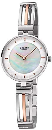 REGENT Damen-Armbanduhr Edelstahl analog Quarz Edelstahlband Bicolor F-1147