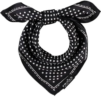 FRAAS Halstuch Damen gepunktet - 51 x 51 cm Größe - Nickituch Seide - Seidentuch für Damen mit Polka Dots Muster - Bandana Tuch perfekt für den Sommer Schwarz