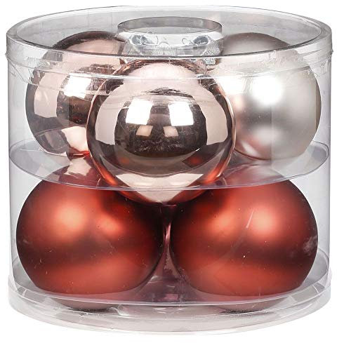 MAGIC Weihnachtskugeln Glas 10cm 6 STK. Christbaumkugeln Christbaumschmuck Farbe: Avenue of Romance (rosa Magnolie)