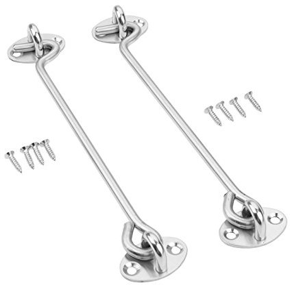 DRELD 2 Pcs 25,4cm Gancho de Ventana Gancho de Puerta de Acero Inoxidable con Tornillos Para Ventanas Puertas Ojo Puerta Pestillo