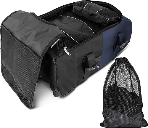 Reisetasche mit Rucksackfunktion - Reisetrolley und Rucksack in Einem mit 5 passenden Kleidertaschen Schwarz/Navy 60 Liter