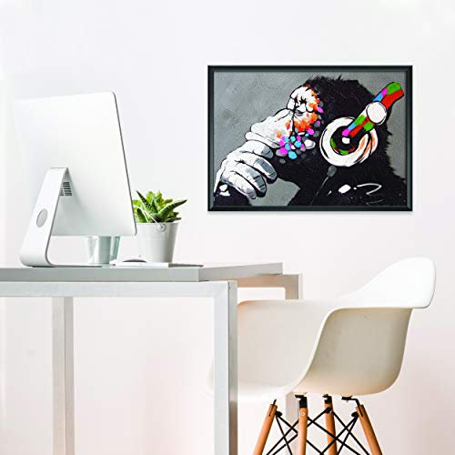 Banksy Affe Graffiti Wandkunst Poster für Jungs - Spielzimmer Gorilla Dekor - Musikstudio Schimpanse Kunstwerk - 56 x 40 cm