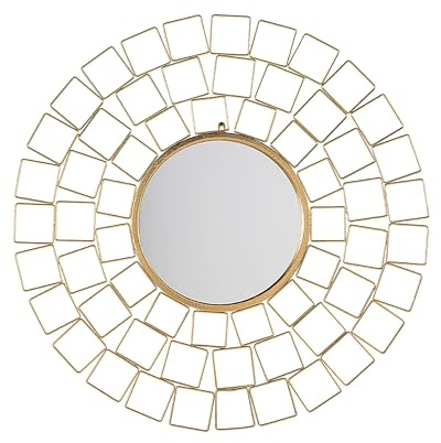 Beliani Stilvoller Spiegel rund Metall 90 x 90 cm Sonnen Optik Gold Labrit