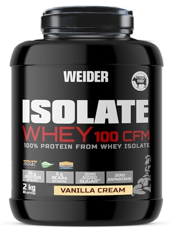 Weider Isolate Whey 100 CFM 2 Kg - 100% Aislado de Proteina de Suero/Alta Pureza y Calidad Superior