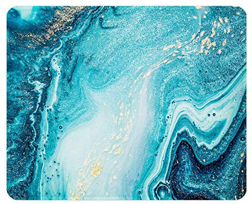 ITNRSIIET Gaming Mouse Pad with Stitched Edges, Premium-Textured Mouse Mat Pad, Non-Slip Rubber Base Mousepad for Laptop, Computer & PC, 260×210mm, Blue Marble Gold