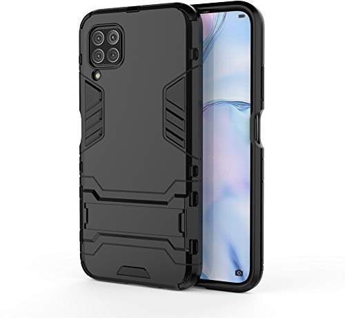 MHHQ Custodia per Huawei P40 Lite, 2 in 1 Armour, stile robusto ibrido a doppio strato, armatura Defender TPU + PC Hard Coques Case Cover con supporto per Huawei P40 Lite -All Black