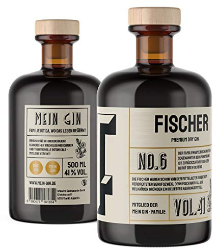 Mein Gin - Der Gin mit deinem Namen ! Premium Dry Gin 0,5L (41% Vol) - Wähle deinen Namen ! (Fischer Gin)