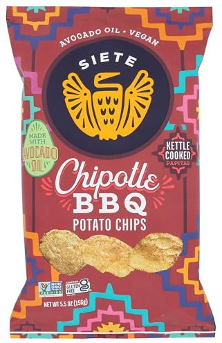 Siete Family Foods Chipotle BBQ Potato Chips, 5.5 oz Bag