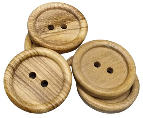 BOTIBOTON - 50 Olivenholzknöpfe - 2 Löcher - Verschiedene Größen (10, 12, 15, 18, 20 und 25 mm) - Nähzubehör - Hergestellt und versandt aus SPANIEN (20 mm)