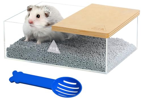 POPETPOP Hamster Sand Bad Box- Acrylgraben Sand Bad Container& Duschraum für Zwerg Syrische Hamster Mäuse Rönttiers Oder Andere Kleine Haustiere