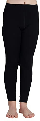 LAPASA Kinder 100% Merinowolle Thermounterhosen, Premium Merino Wolle Warme Thermounterwäsche Unterhosen Unisex K14, Schwarz Unterhosen, 13 Jahre