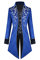 OBEEII Herren Frack Mantel Steampunk Gothic Jacke Vintage Viktorianischen Cosplay Kostüm Smoking Mantel Uniform Mittelalter Viktorianisch Renaissance Pirat Viking Kostüm Blau 2XL