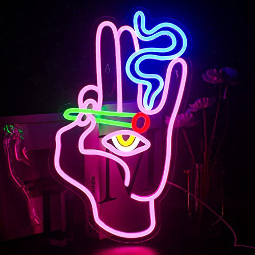 Looklight Hand-Auge-Neonschild Rosa Hand Neon Licht für Wanddekoration Led Hamsa Neon Zeichen USB Böses Auge Neon Licht Zeichen für Game Room Schlafzimmer Dekor Bar Cafes Hochzeit Party Geschenk