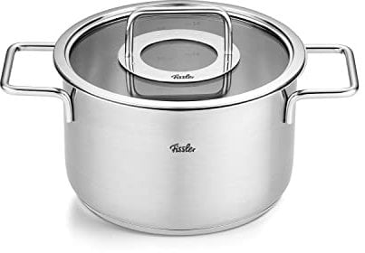 Fissler Pure Collection/Edelstahl-Kochtopf (Ø 20 cm, 3,6L) Töpfe inkl. Glas-Deckel, Innen-Skalierung – Induktion