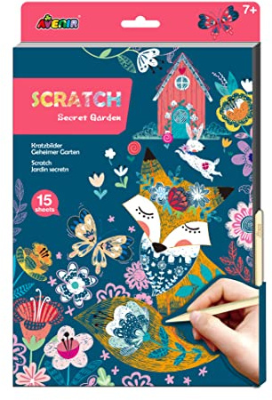 Avenir A4-Kratzbuch, geheimer Garten, Kratz- und Bastelspaß, DIY-Aktivität für Kinder ab 6 Jahren