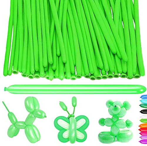 100 Piezas Globos Largos Verde Hierba para Globoflexia, Modelado y Magia - Látex para Fiestas de Cumpleaños, Bodas, Aniversarios y Celebraciones