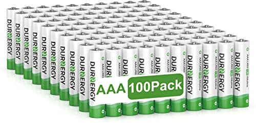 DURNERGY AAA Batteries 100 Pack, Triple AAA Batteries 1200mAh for Remote Control, Piles AAA, LR03 Alkaline Batterie AAA 10-Year Shelf Life