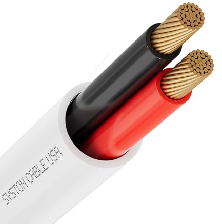 SYSTON - Cable de audio para altavoz 14/2 a granel, 14 AWG, 2C, OFC, conductores de cobre sin oxígeno, clasificación CMR para interiores y exteriores, resistente a los rayos UV, cumple con RoHS para