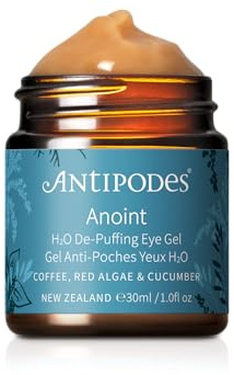 Antipodes Anoint Natural De-Puffing Eye Gel for Tired, Puffy Eyes 30ml | Helps cool, de-puff and hydrate tired-looking eyes for a fresher look, with coffee berry, red algae and hyaluronic acid