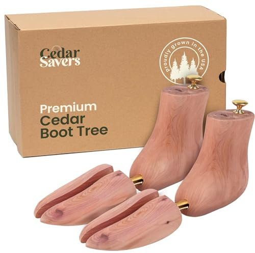 CedarSavers Cedar Boot Tree for Men - Natural Aromatic Wood Boot Tree Grown In USA, For Boots & Shoes, Storage Bag Included, Cedar, Large / 9 - 10.5 US