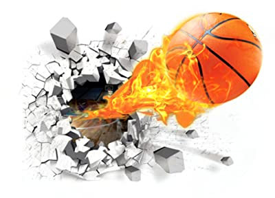 DOITOOL 3d Basketball Wandtattoo aus Pvc Abziehbar und Rückstandsfrei Lebendige Wanddekoration für Wohnzimmer und Kinderzimmer mit Lustigem Muster