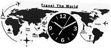 IMIKEYA 1satz Weltkarte -Uhr Aus Acryl Kreative Wanddekoration Für Zuhause Und Büro Stilvolle Und Dekorative Uhr Ohne Batterie Wandkunst Für Jeden