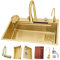 Lavello Da Cucina A Vasca Singola Color Oro,Lavello Multifunzione A Cascata,Lavabo In Acciaio Inossidabile Fatto A Mano,Postazione Di Lavoro Da Cucina Scorrevole E Scorrevole,Con Sciacquatrice In Vetr
