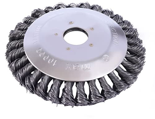 Cepillo para desbrozadora, cabezal recortador universal, desbrozadora de alambre de acero para la limpieza de malas hierbas, musgo y zarzamoras, eliminación de óxido, cepillo redondo (6 pulgadas)