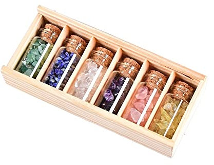 BIANMTSW 1 Set Naturel Cristal Gravier Spécimen Collection Rose Quartz Améthyste Bouteille en Verre Décor À La Maison Amoureux Cadeau Souvenir Souhaitant Bouteille Collections de la Maison