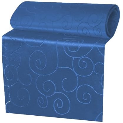 Tischläufer Damast Ornamente Königsblau 40x140 cm eckig zulaufen Tischwäsche Esstisch Tischdecke Tischdeko Esstisch Dekoration