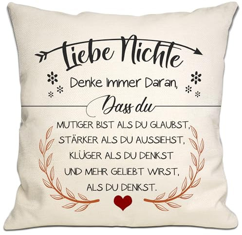 Bommex Du mutiger bist als du glaubst Kissenbezüge für Nichte von Tante Onkel inspirierendes Geschenk für Liebe Nichte Geburtstag Abschlussfeier (Nichte-1)