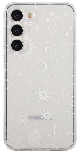 CHEORFAY Samsung Galaxy S23 Plus Hülle, Durchsichtig Transparente TPU Flexible Stoßstange + PC Hartschale Stoßfeste Schutzhülle, Fantasie Astrologie Muster Design für Galaxy S23 Plus - Mond Sterne